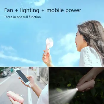 

3In1 Multifunction Mini Pocket Portable Fan USB Charging Two-speed Quiet Fan Flashlight Power Bank for Home Office