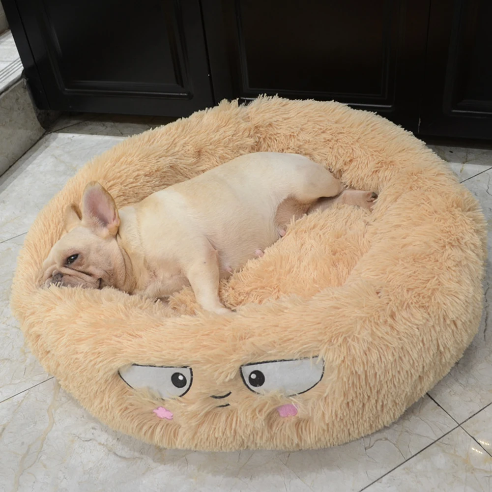 Puppy Warm Kittens Dogs Cats Cute Round Super Soft Home Mat Sleeping PV Velvet Non Slip Winter Pet Bed Thickened