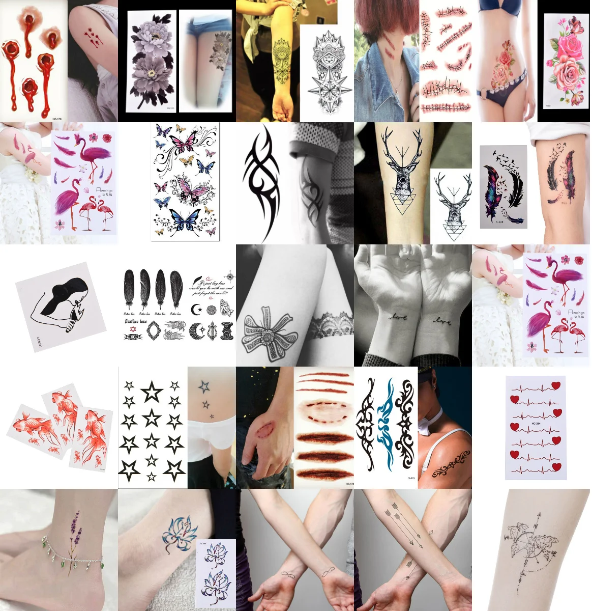 

1PCS Fake Temporary Tattoo Stickers Flowers Rose Arm Shoulder Tattoo Waterproof Lady Women Big On Body Leg 25 Styles
