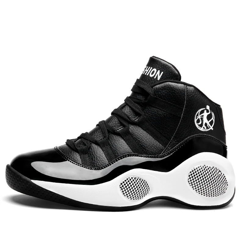 Новые модные мужские баскетбольные кроссовки дышащие легкоатлетические кроссовки zapatos hombre осенние ботильоны мужские ботинки - Цвет: Black