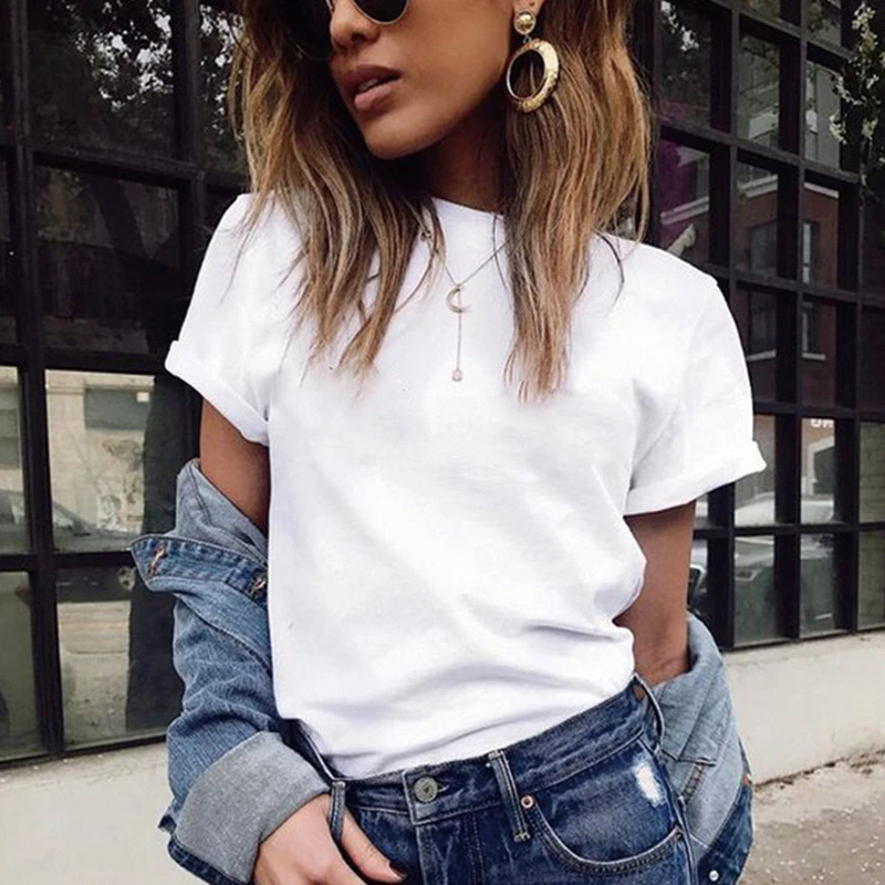 Short Sleeve Clothing T-shirt Fashion Female Tee Top Solid T Shirt Women Kawaii Camisas Mujer Clothes chrome hearts t shirt