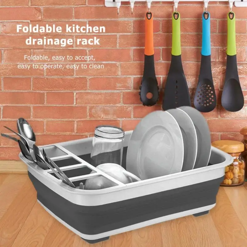 New Foldable Dish Rack Kitchen Storage Holder Drainer Bowl Tableware Plate Portable Drying Rack Home Shelf Dinnerware Organizer
