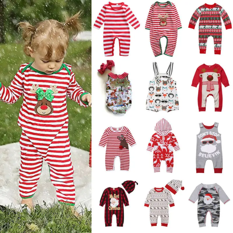 

Pudcoco 2019 Newborn Infant Baby Boy Girl Kids Christmas Costumes Jumpsuit Cotton Bodysuit Clothes Outfit