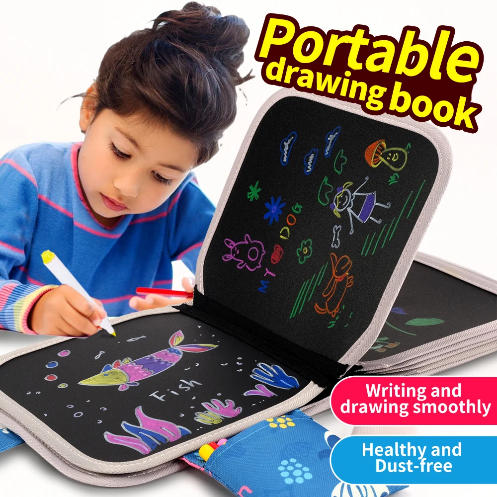 

Living Stone Drawing Board Book Animal Geometric Ocean Coloring Books For Kids DIY Blackboard Painting Drawing Board with Chalk
