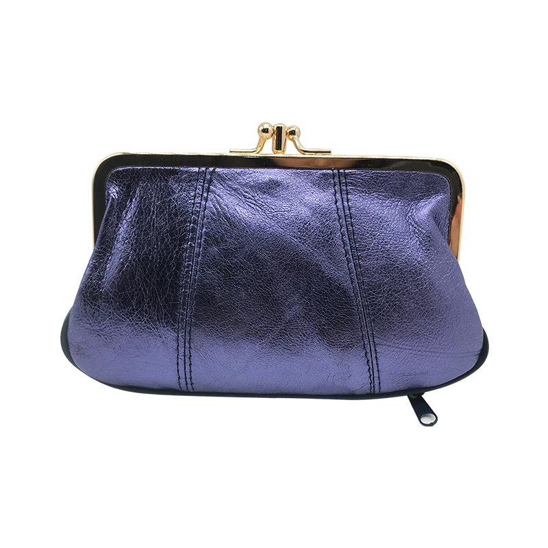 shiny purple015 NICOLE& CO портмоне из натуральной кожи, кошелек из овечьей кожи, кошелек с металлическим замком, держатель для карт, кошелек на молнии, Маленькая женская сумка - Цвет: shiny purple015