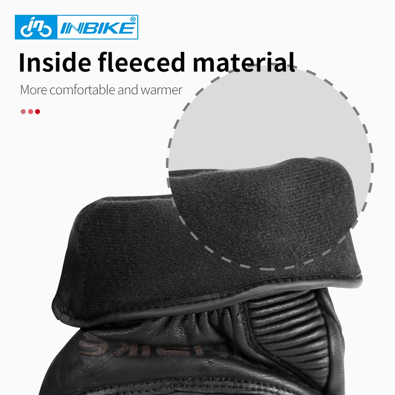 Winter Goat Skin Cycling Gloves Shell Gear protection Motorbike Bicycle Skiing Thermal