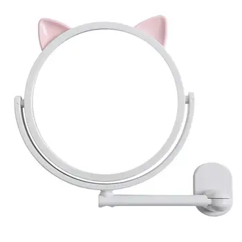 

Cat Ear Makeup Mirror Wall Mounted Cosmetics Mirror Bathroom Makeup Mirror Swivel Vanity Mirror Makeup Tools