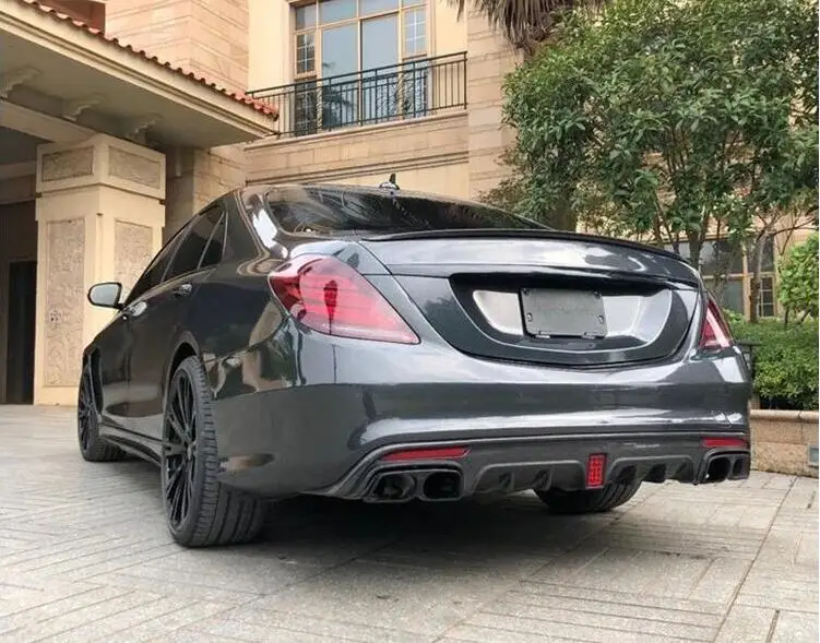 Carbon fiber Rear Bumper Lip Spoiler Trunk Diffuser Cover & Exhaust Tips For Mercedes Benz W222 S63 S65 S-Class 2014-2019 Carbon fiber Rear Bumper Lip Spoiler Trunk Diffuser Cover & Exhaust Tips For Mercedes Benz W222 S63 S65 S-Class 2014-2019