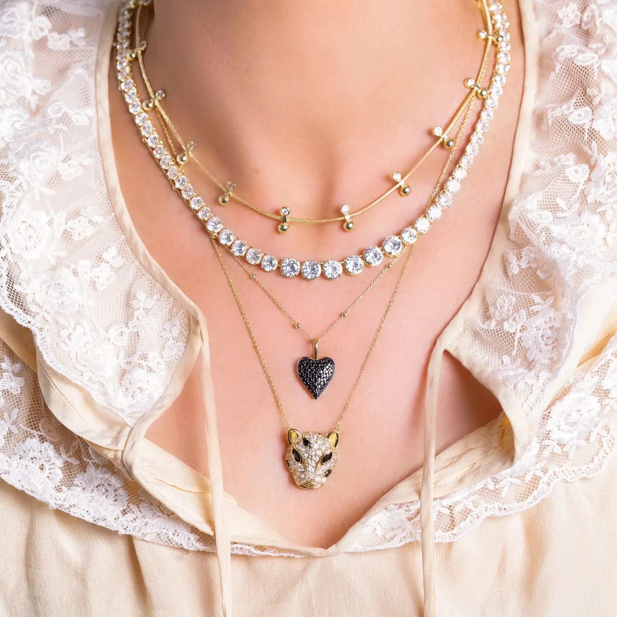 Jaguar Earring Ring Necklace Jewelry 