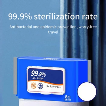 

80 Pcs portable Antibacterial Wet Wipe Tissue Clean Hand Health Care Free Alcohol Free Portable Wet Wipe Sterilization Home