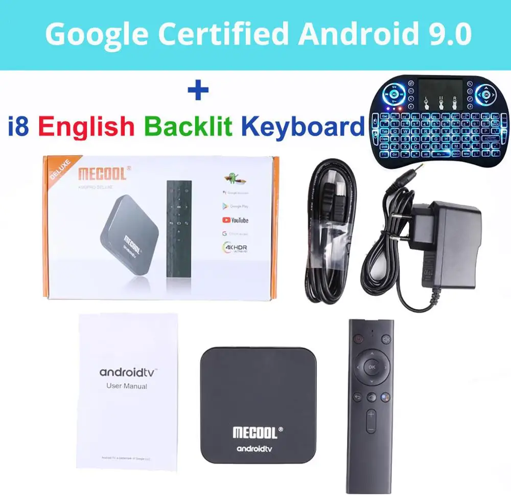 KM9 Pro Android 9,0 Smart tv Box Голосовое управление S905X2 4 Гб DDR4 ram 32 Гб rom 2,4G/5G WiFi Bluetooth 4K tv Box Mecool телеприставка - Цвет: i8 backlit Voice