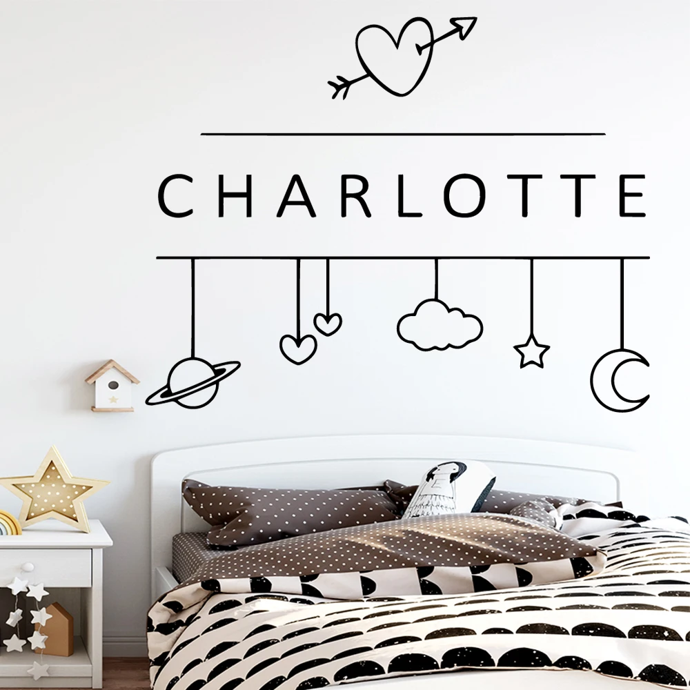 

Hot Custom Baby Name Wall Stickers Fashion Wall Sticker For Living Room Vinyl Decal Creative Stickers LW511