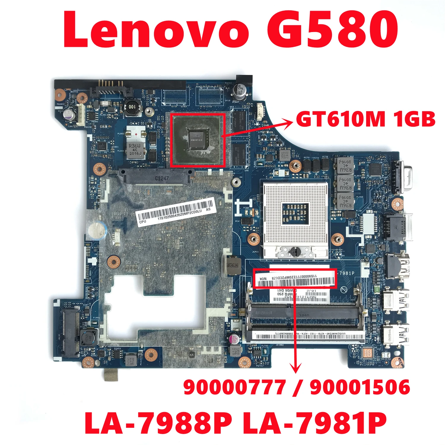 Mainboard para Lenovo Laptop Motherboard Fru: 90000777 90001506 La7988p La-7981p N13m-ge7-b-a1 1gb 100 Testado Trabalhando