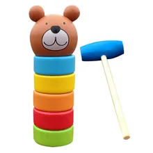 2-в-1 деревянная детская игрушка радуга Цвет Детский костюм с изображением медведя и ворс башня игровых аксессуаров для детей Классические Детские обучающие игрушки W920