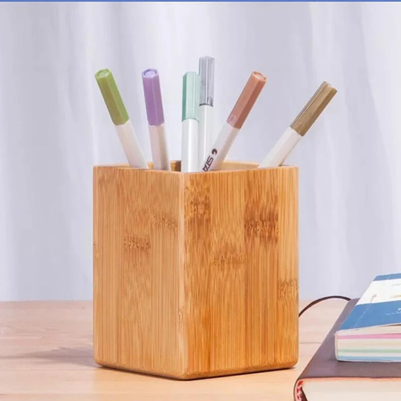 Офисный органайзер, Настольная квадратная ручка, коробка для хранения карандашей, кисти, горшок, держатель для ручек, Кисть для макияжа, деревянный контейнер для дома - Цвет: 2015236