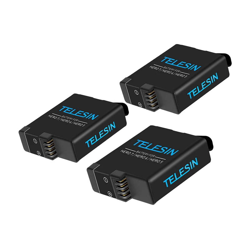 Telesin батареи для gopro hero 5 6 7 черный,, аккумуляторная батарея для gopro hero 5, hero 6, hero 7 черный go pro Аксессуары - Цвет: 3 pcs batteries