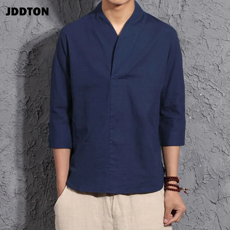 JDDTON новые мужские хлопковые льняные футболки в стиле Харадзюку ретро модная