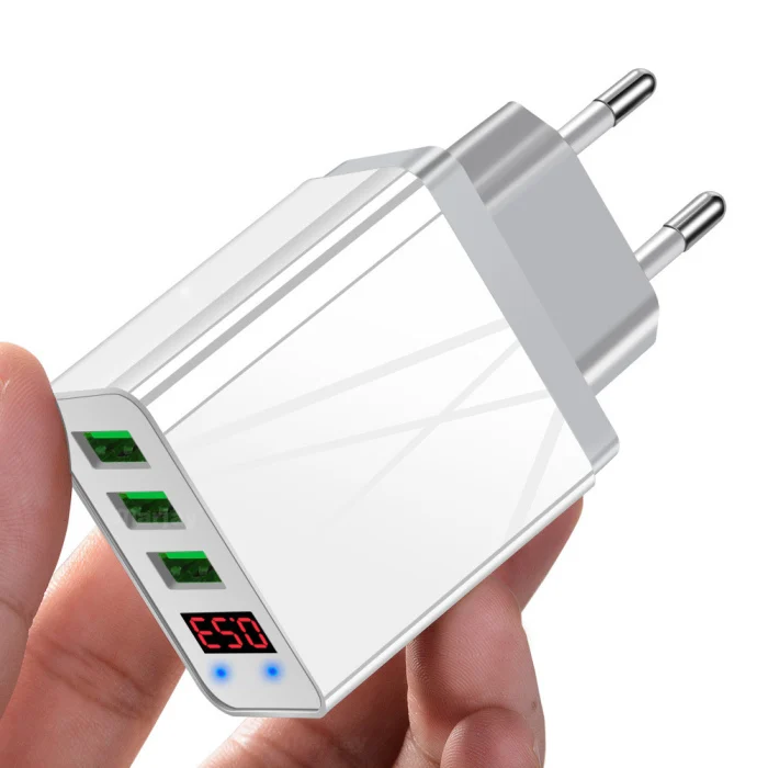 3 порта USB телефон настенное зарядное устройство светодиодный дисплей 3A Быстрая зарядка для iPhone Android DU55