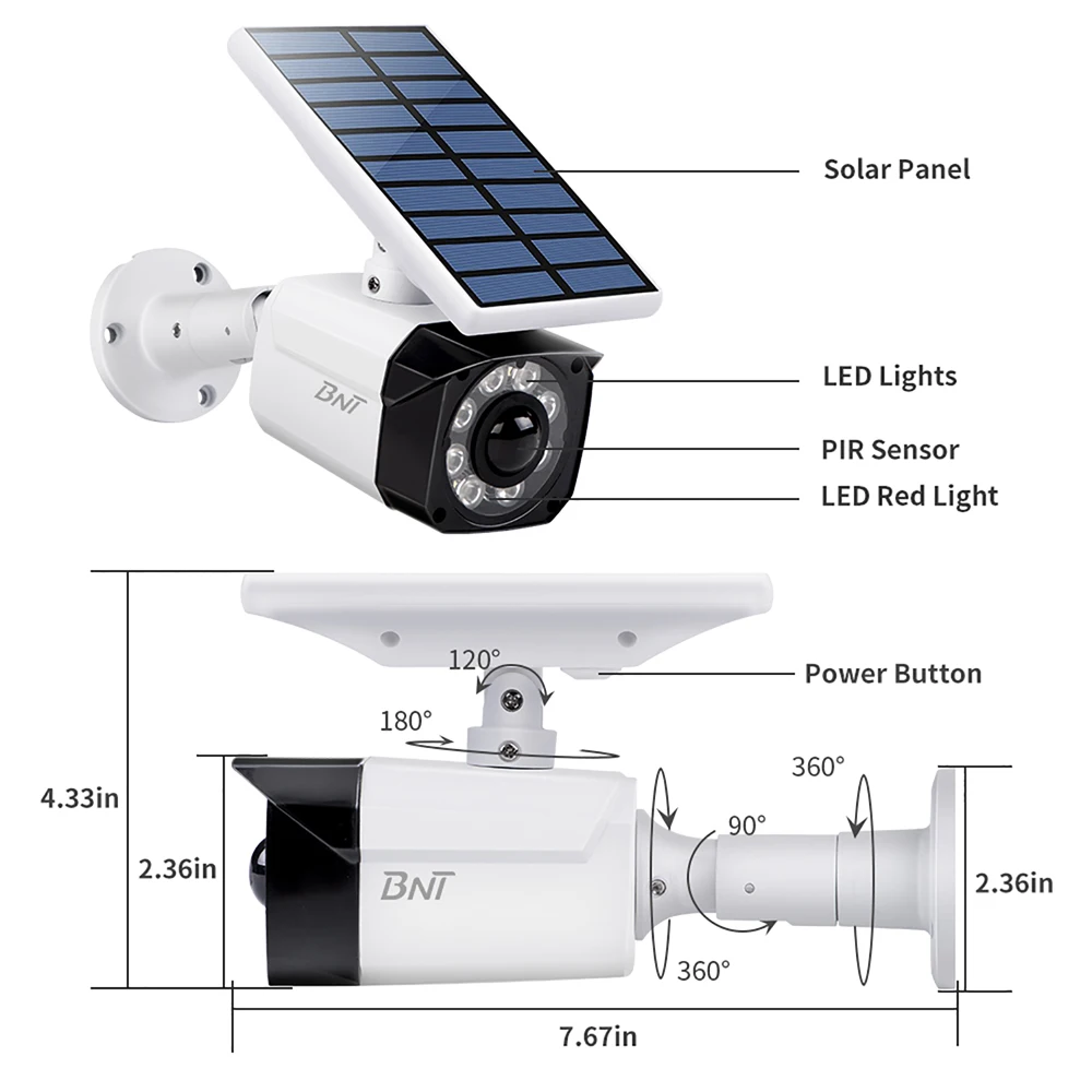 A-ZONE светодиодный светильник на солнечной батарее, пустышка, CCTV камера безопасности, IP66, водонепроницаемый датчик движения, наружная ложная пуля, камера видеонаблюдения