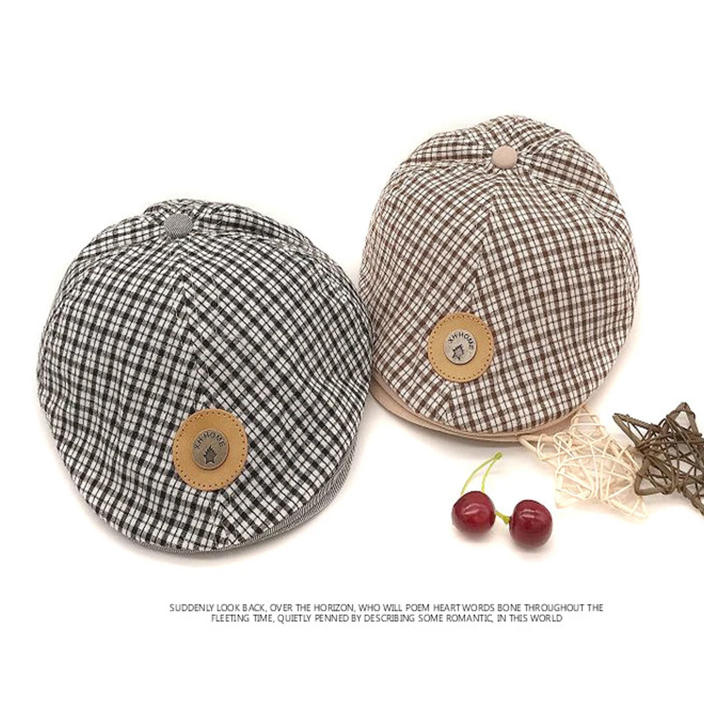 Newborn Baby Plaid Berets Infant Boys Peaked Hats Newest Summer Little Children Accessories Sun Cap Cotton Top Hats