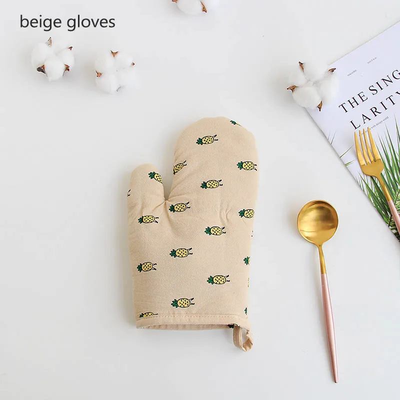 beige gloves Перчатки для микроволновой печи, инструменты для приготовления пищи, жаростойкие Прихватки для духовки, термостойкие хлопковые льняные кухонные микроволновые утолщенные перчатки - Цвет: beige gloves
