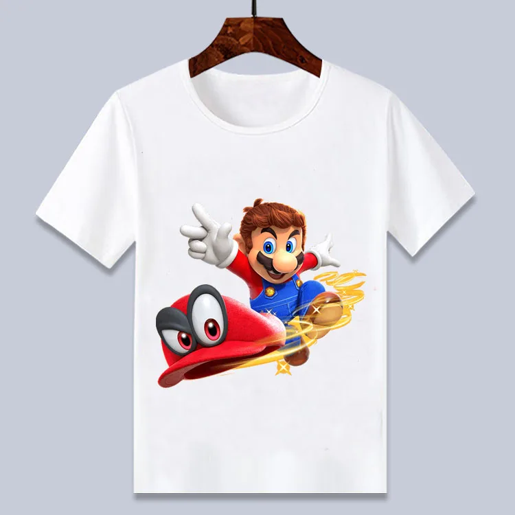 Белая футболка с принтом «Супер Марио Одиссея», футболка для маленьких мальчиков и девочек, От 4 до 14 лет