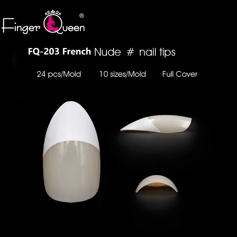 FQ-203-French-Nude 100 шт+ коробка остроконечные французские накладные ногти балерина гроб ногти Советы поддельные ногти половина крышки съемные ногти искусство - Цвет: FQ-203-French-Nude