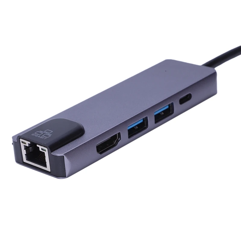 5 в 1 usb type C концентратор Hdmi 4K USB C концентратор к Gigabit Ethernet Rj45 Lan адаптер для Macbook Pro Thunderbolt 3 USB-C зарядное устройство Порт