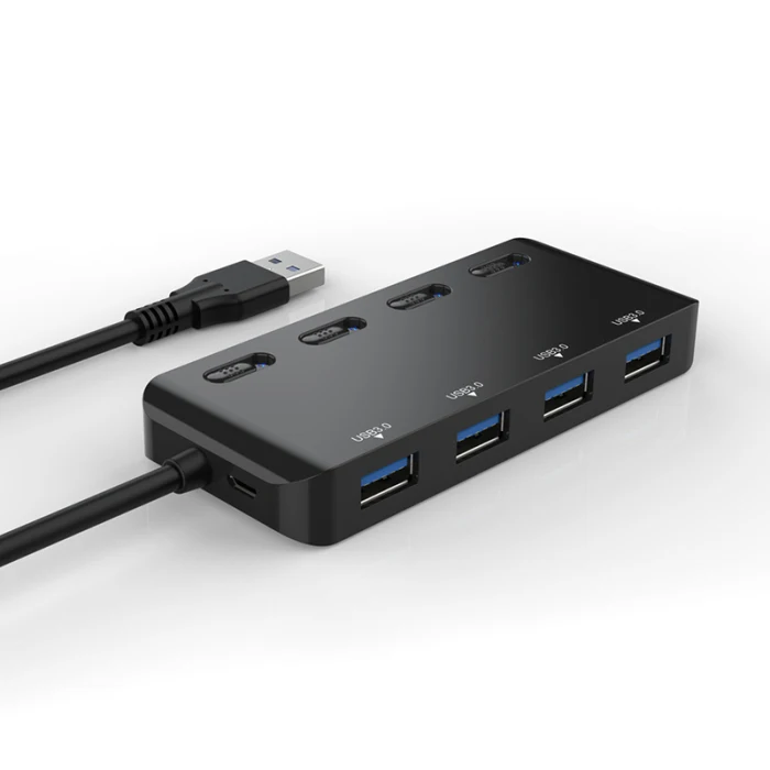 4 порта USB3.0 мульти концентратор разветвитель Кабель расширения ноутбук ПК адаптер с переключателем VDX99