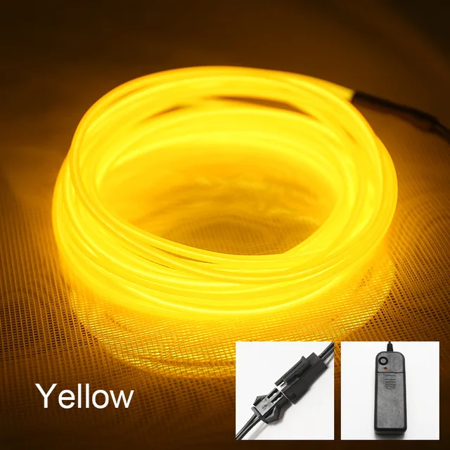 Neon Light El Led Neon Sign Wire Under Car Flexible Soft Tube Lights Christmas LED Strip Sign Anime/Body Woman/Rooms Rope Decor Yellow