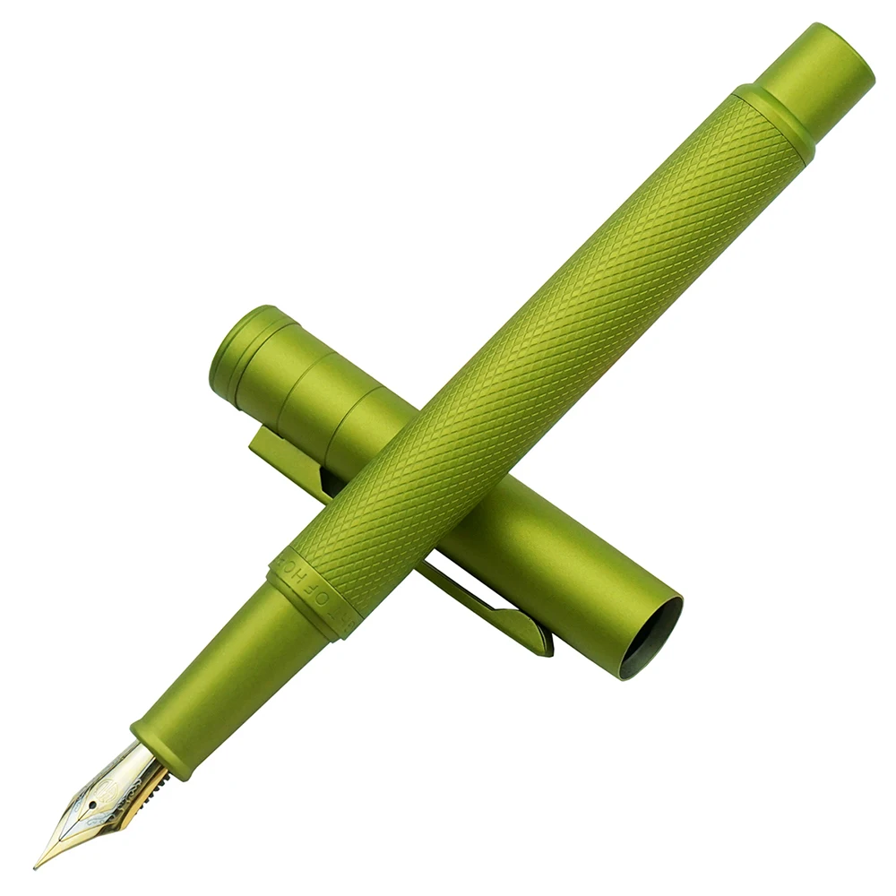 Hongdian Light Green Forest Metal Fountain Pen Golden EF/F/Bent Nib Ink Pen Beautiful Tree Texture Business Office Writing Gift