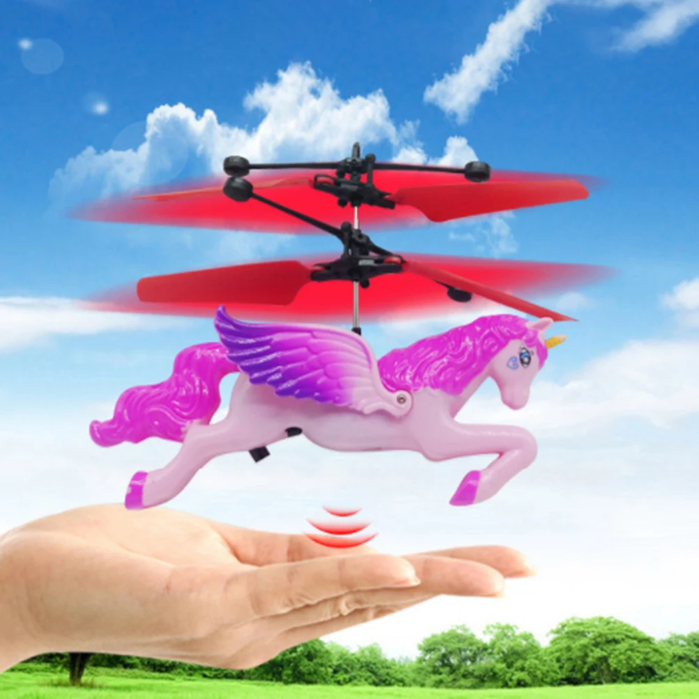 

Hand Induction Magical Flying Unicorn Toy Mini RC Flying Helicopter Toy For Kids Infrared Induction Aircraft Flying Toys