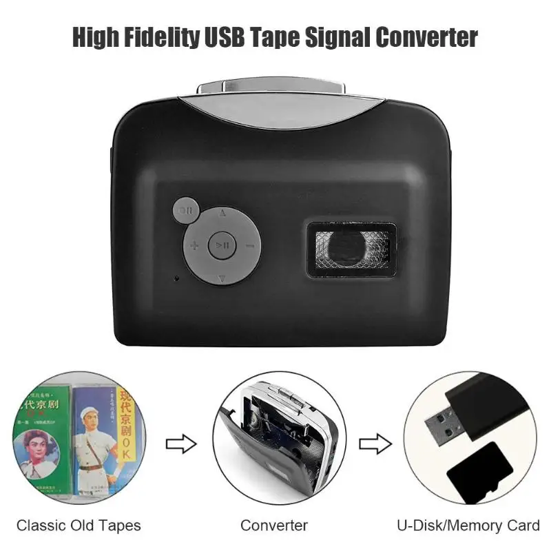Cassette Tape to MP3 Converter Walkman Player into USB Flash Drive Adapter Portable Support Windows System Convert tape to CD