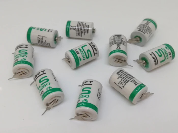 

12pcs/lot SAFT LS14250 14250 3.6V 1250mAh LiSOCL2 Battery PLC Industrial Batteries Cell with two pins LS 14250