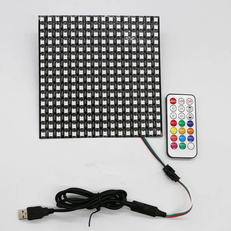 DC5V WS2812B 5050 RGB Individually Addressable Panel Digital Flexible Screen Kit 8x8 16x16 8x32 256 Pixels 21Key USB Controller led modules led module