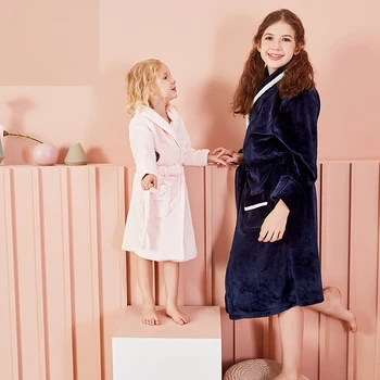 

Fashionable Teenage Boys Bathrobes Winter Super Soft Flannel Sleepwear Children Dressing Gown Toddler Baby Girl Cute Pyjamas New