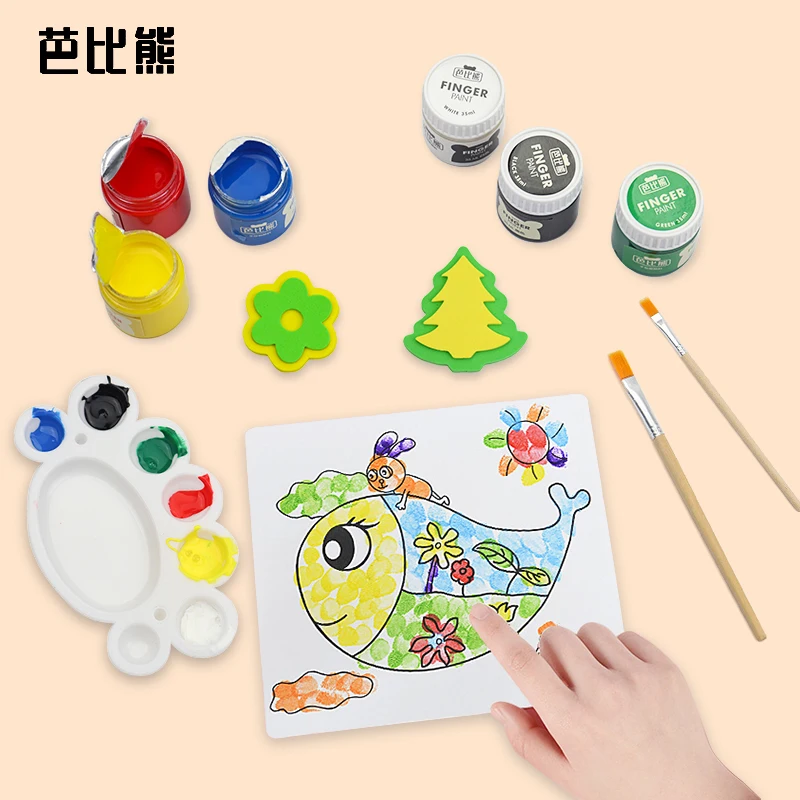 Barbie Bear Creative Finger Pigment 35ML Painting Set 6 Colors Pigment DIY Graffiti Paint Safe Non-toxic Mild Delicate Supplies