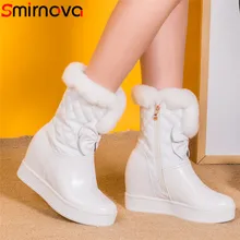 Smirnova/ г. Новые зимние ботинки женская обувь из натуральной кожи элегантные женские ботильоны на платформе с толстым мехом на молнии