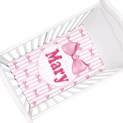 LVYZIHO – drap housse pour bébé avec nom personnalisé, avec nœud rose, 28x52 pouces, protection de matelas de berceau, élastique 