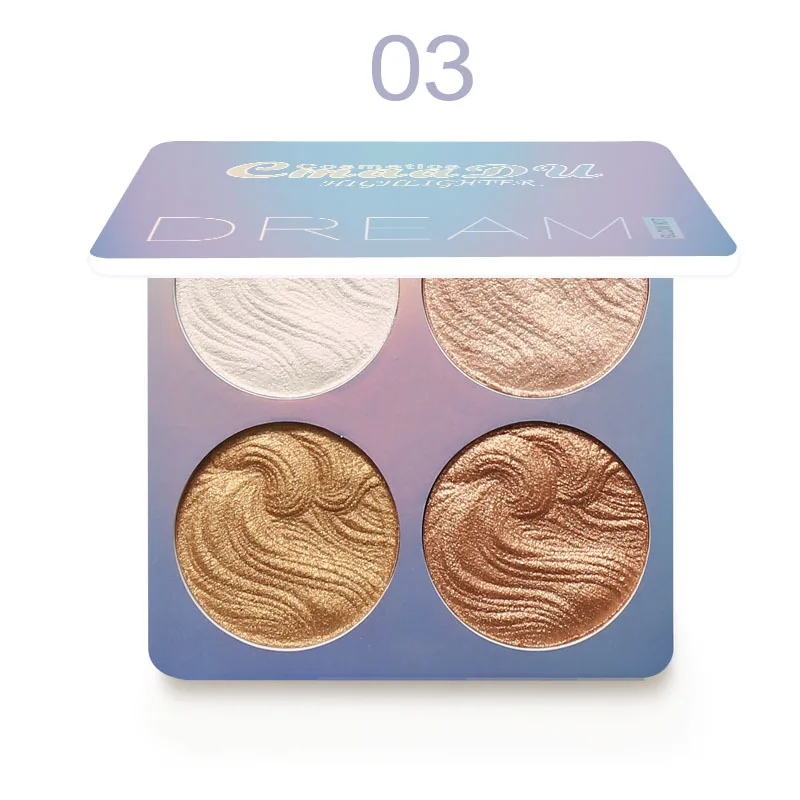 New 4 Colors Highlighter Facial Baking Eyeshadow Bronzers Palette Makeup Glow Repair Face Contour Shimmer Powder Palette TSLM2