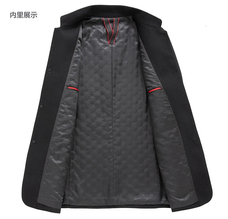 8XL плюс 6XL 5XL зимнее мужское тонкое шерстяное пальто роскошное высококачественное толстое теплое однобортное пальто с воротником-стойкой в деловом стиле