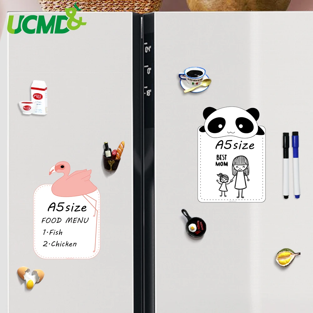 

Magnetic Cartoon Fridge Sticker 2 pcs A5 Size Dry Wipe Writing Message Board Reminder Memo Pad For Refrigerator Kitchen Decor