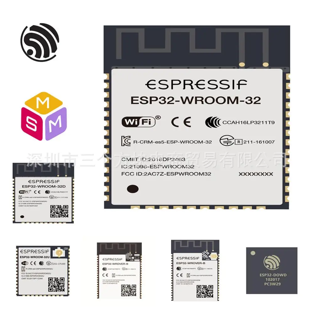 ESP32-WROOM-32/D/U AIoT Espressif SoC двухъядерный Wi-Fi BT/BLE модуль беспроводной/Прозрачная передача/последовательный порт/SPI/Bluetooth