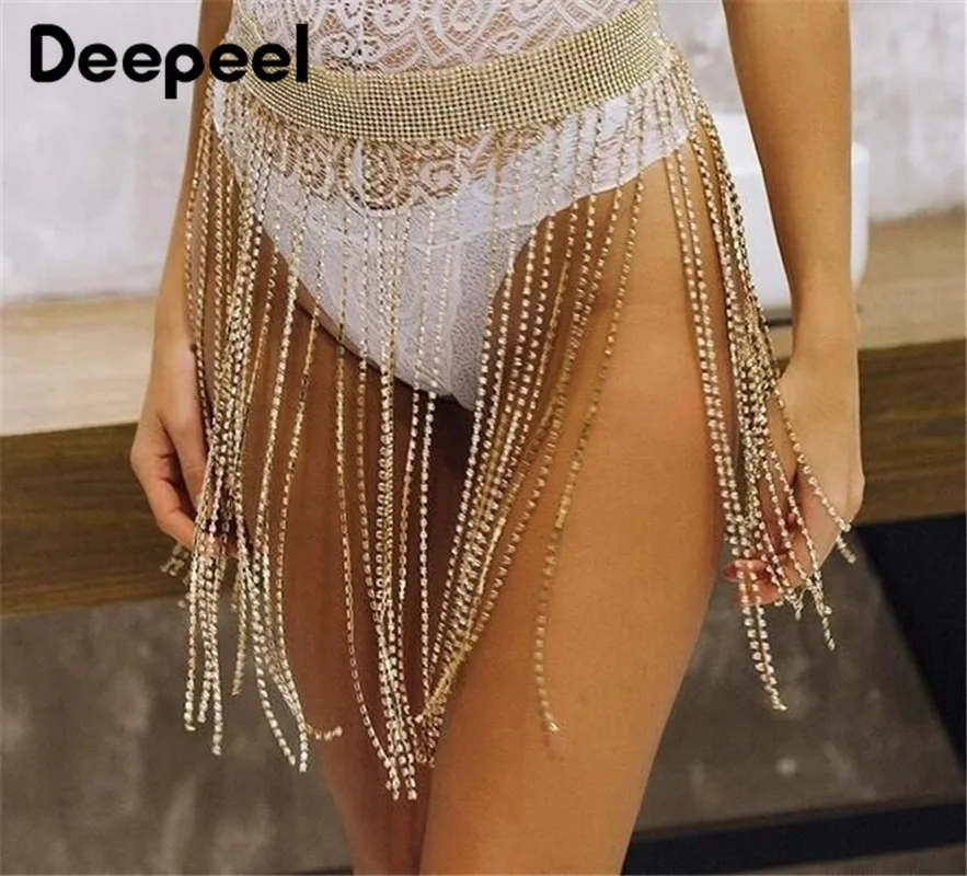 Deepeel, сексуальная преувеличенная цепь для выхода в ночной клуб, ожерелье с кисточкой, цепочка на талию, роскошный женский регулируемый пояс YK616