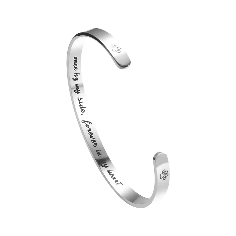 

Once By My Side Forever In My Heart Open Bangles Bracelet Love Dog Memorial Cuff Pet Remembrance Jewelry YLQ7295