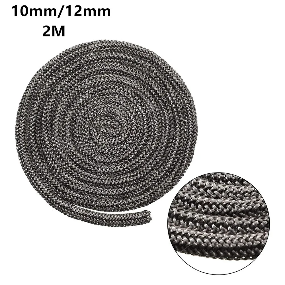 6/8/10mm Black Gasket Cord Stove Door Fireplace Cord 2m Fiberglass High Temperature Woodburner Sealing Rope Replacement