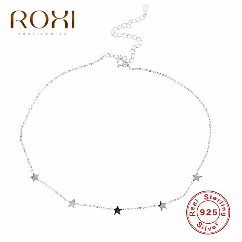 ROXI, 925 пробы, серебряная звезда, очаровательные чокеры, ожерелье s для женщин, чокер, ожерелье, модное ювелирное изделие, бохо, крошечная звезда, ожерелье с кулоном