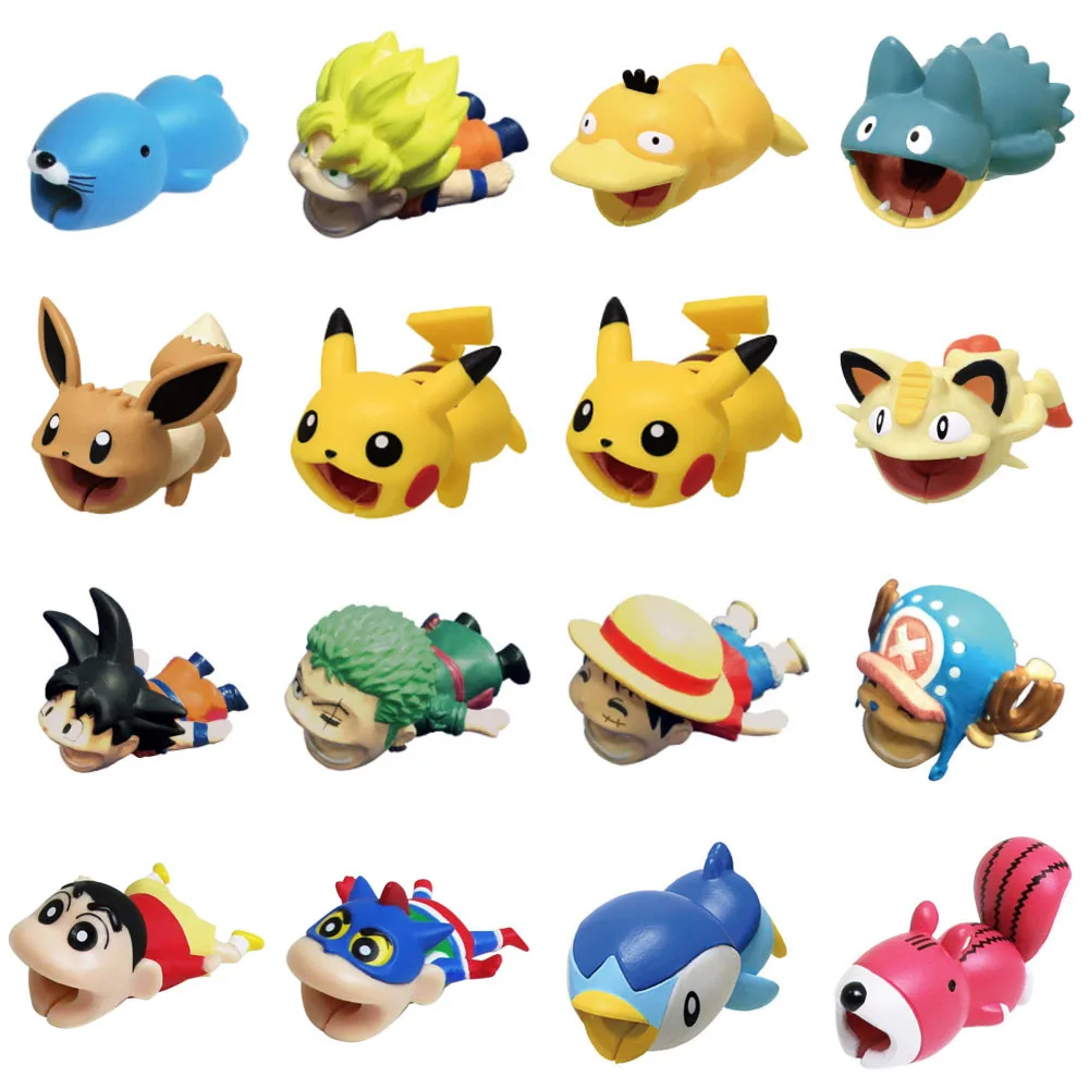 

anime dragon ball Pikachu Cable Bite Animal Cable Protect for IPhone Toys Eevee Luffy Sauron gags Practical joke for Kids Adult