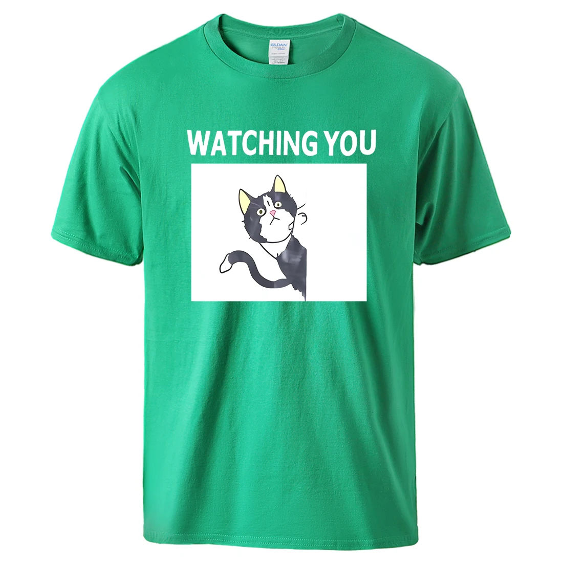 Милые мужские футболки с котом и надписью Watching You 2020 летняя хлопчатобумажная