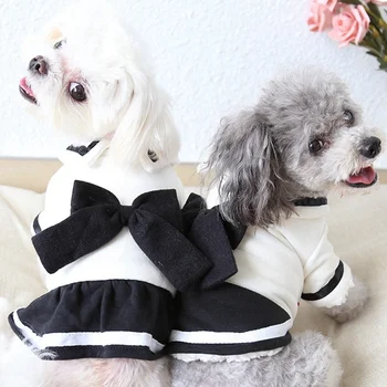 

Couple Dog Clothes Winter Pet Coat Jacket Simple Pets Dogs Clothing For Small Dogs Costume Bow-Knot Puppy Chihuahua Clothes